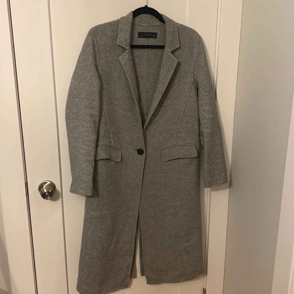 Zara Grey Long Classic Coat